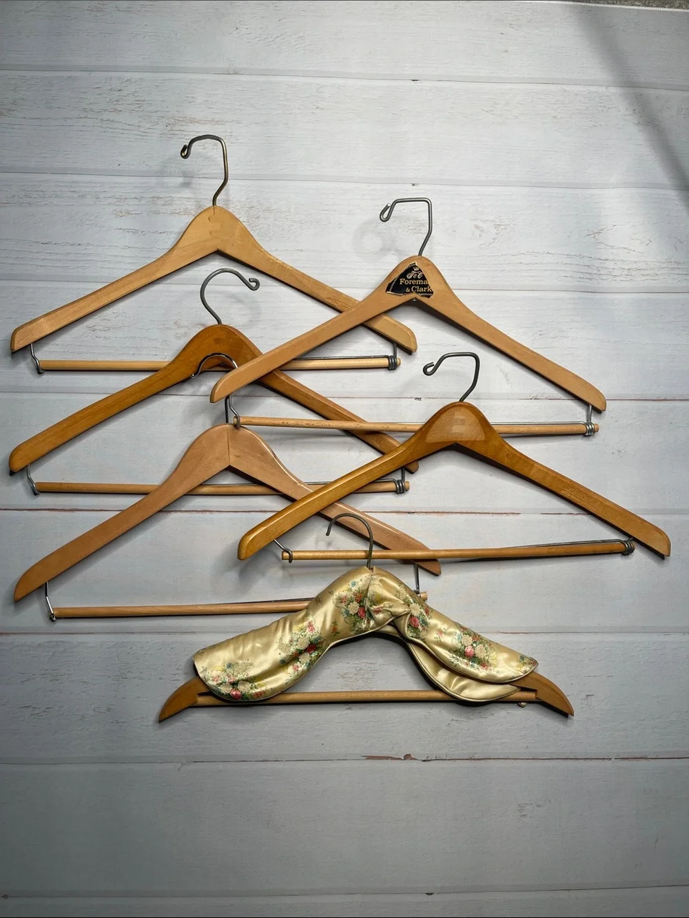 Vintage Wooden Hangers Bundle Of 6 Clothing Hanger Closet Organization Pants